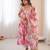 Candy pink floral print muslin gown with pant & organza dupatta