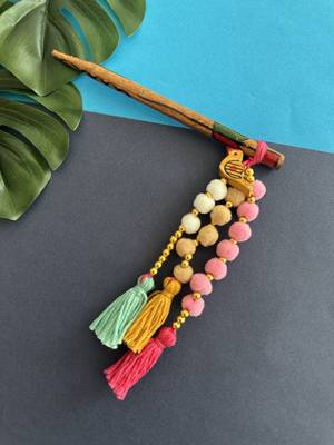 Multicolored handmade pompom bunstick 2