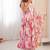 Candy pink floral print muslin gown with pant & organza dupatta
