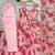 Candy pink floral print muslin gown with pant & organza dupatta