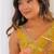 Mustard yellow floral print muslin gown with pant & organza dupatta