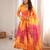 Orange bandhani printed maslin anarkali suit set with dupatta