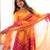 Orange bandhani printed maslin anarkali suit set with dupatta