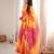 Orange bandhani printed maslin anarkali suit set with dupatta