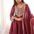 Maroon embroidery & lace work crunchy silk suit with dhoti & dupatta