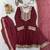 Maroon embroidery & lace work crunchy silk suit with dhoti & dupatta