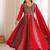 Crimson red printed anarkali suit with pant & dupatta