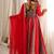 Crimson red printed anarkali suit with pant & dupatta
