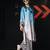 Blue geometric print linen  fancy co-ord set for women