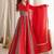 Crimson red printed anarkali suit with pant & dupatta