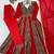 Crimson red printed anarkali suit with pant & dupatta
