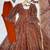 Rust orange printed organza anarkali with pant & dupatta
