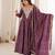 Purple mirror embroidery rayon anarkali with pant & dupatta