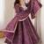 Purple mirror embroidery rayon anarkali with pant & dupatta