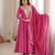 Pink mirror embroidery rayon anarkali with pant & dupatta