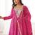 Pink mirror embroidery rayon anarkali with pant & dupatta