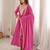 Pink mirror embroidery rayon anarkali with pant & dupatta