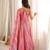 Fuchsia pink abstract printed organza anarkali suit set