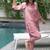 Pink floral print linen  fancy co-ord set for women