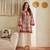 Peach floral print linen  fancy co-ord set for women
