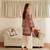 Peach floral print linen  fancy co-ord set for women