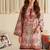 Peach floral print linen  fancy co-ord set for women