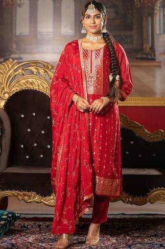 Women Kurta with Trousers & With Dupatta