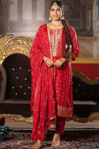Women Kurta with Trousers & With Dupatta