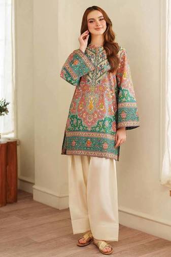 Multicolor floral print linen  fancy co-ord set for women