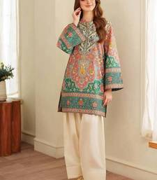 Multicolor floral print linen  fancy co-ord set for women
