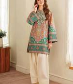 Multicolor floral print linen  fancy co-ord set for women