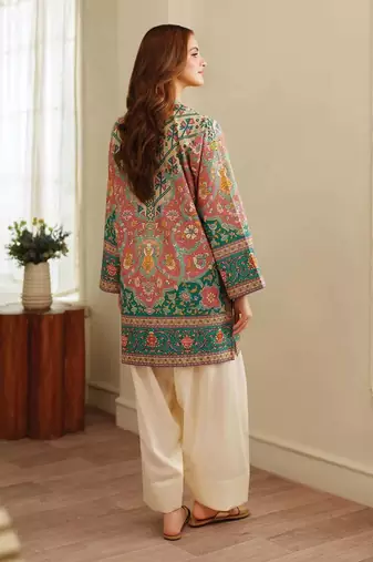 Multicolor floral print linen  fancy co-ord set for women
