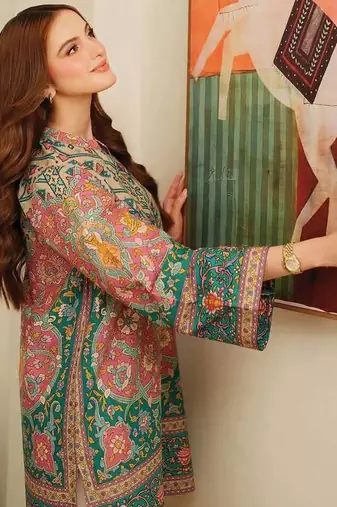 Multicolor floral print linen  fancy co-ord set for women