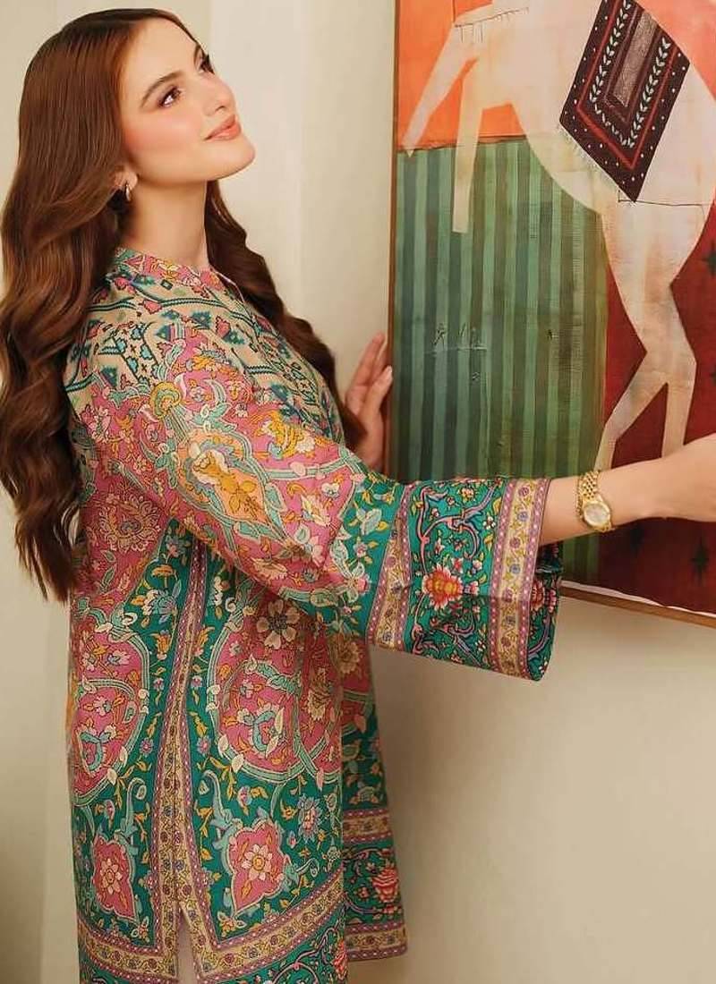 Multicolor floral print linen  fancy co-ord set for women