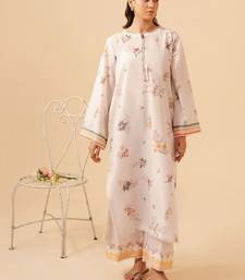 Ivory floral print linen  fancy co-ord set for women