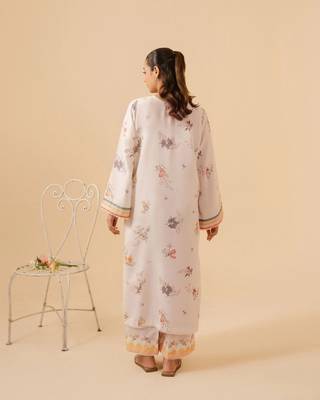 Ivory floral print linen  fancy co-ord set for women 2