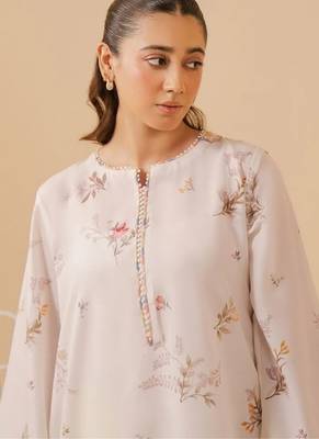 Ivory floral print linen  fancy co-ord set for women 3