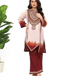 Maroon floral print crepe  fancy co-ord set for women