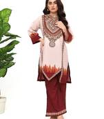 Maroon floral print crepe  fancy co-ord set for women