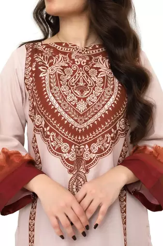 Maroon floral print crepe  fancy co-ord set for women