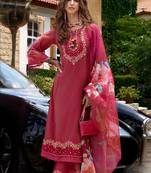 Floral Embroidered Thread Work Kurta with Trousers & Dupatta