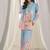 Sky blue floral print linen  fancy co-ord set for women