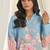 Sky blue floral print linen  fancy co-ord set for women