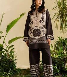 Black floral print crepe  fancy co-ord set for women