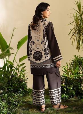 Black floral print crepe  fancy co-ord set for women 3
