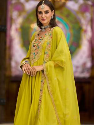 Women Ethnic Motifs Embroidered Panelled Thread Work Kurta with Trousers & With Dupatta 4