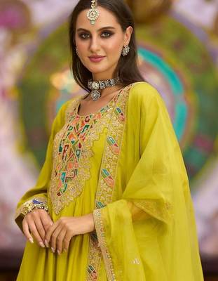 Women Ethnic Motifs Embroidered Panelled Thread Work Kurta with Trousers & With Dupatta 5