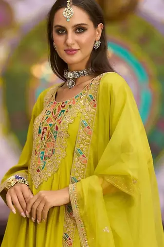 Women Ethnic Motifs Embroidered Panelled Thread Work Kurta with Trousers & With Dupatta