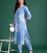 Floral Printed Cotton Kurta with Trousers