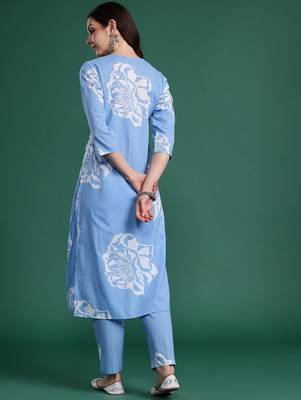 Floral Printed Cotton Kurta with Trousers 6